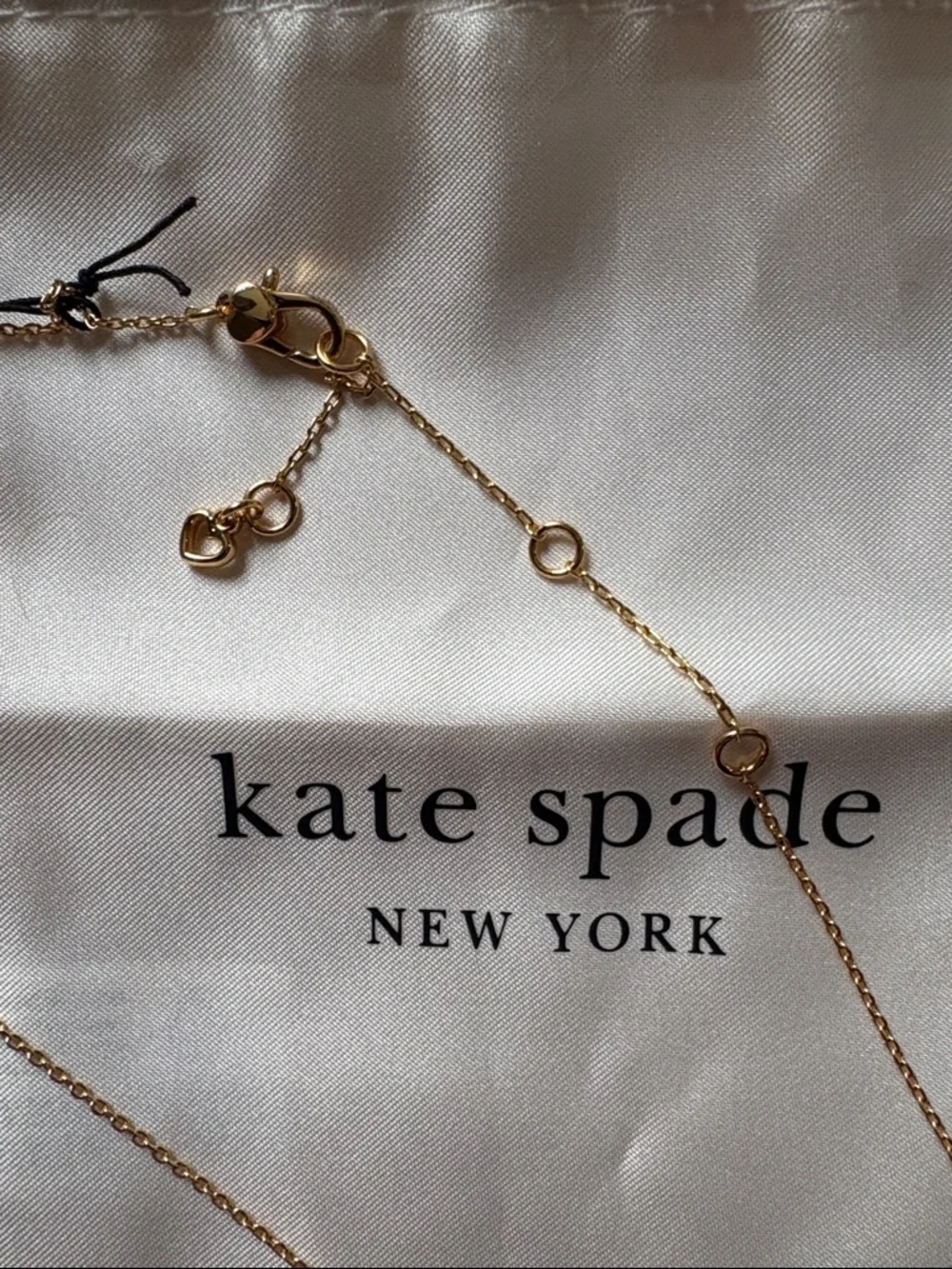 kate spade Gold Heart Necklace with Multicolor Crystal Border adjustable - Picture 5 of 8
